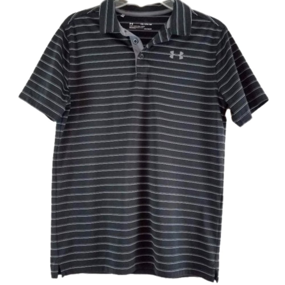 UNDER ARMOUR Striped Loose Heat Gear Performance Polo Shirt - Youth Boy's YXL